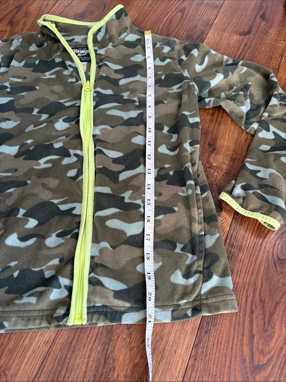 OshKosh B'gosh Olive/Green Camouflage Fleece Jacket with Lime Trim